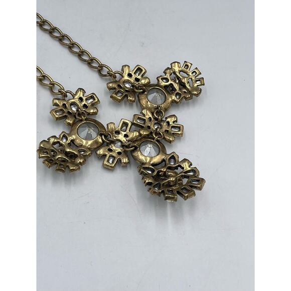 J. Crew Multi Shaped Large Rhinestone Wheels Bling Statement Necklace - Picture 16 of 16